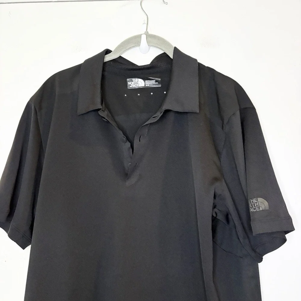 The North Face Polo Shirt Mens M Black FlashDry Performance Golf Hiking Tech